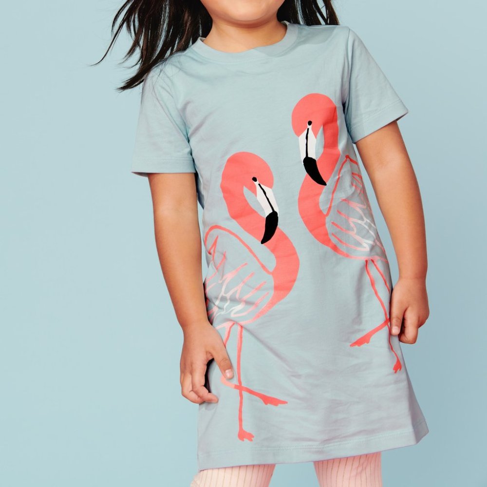 Tea Collection Girls Flamingo Friends T-Shirt Dress 5 New